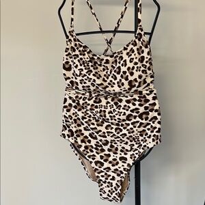 Kona Sol Leopard Print One Piece Swimsuit